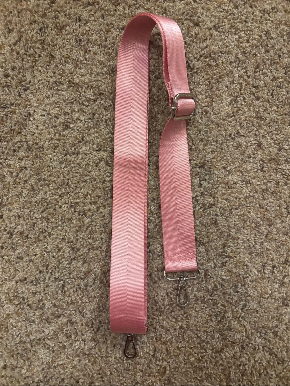 Pink Adjustable Webbing Strap with Silver Hardware